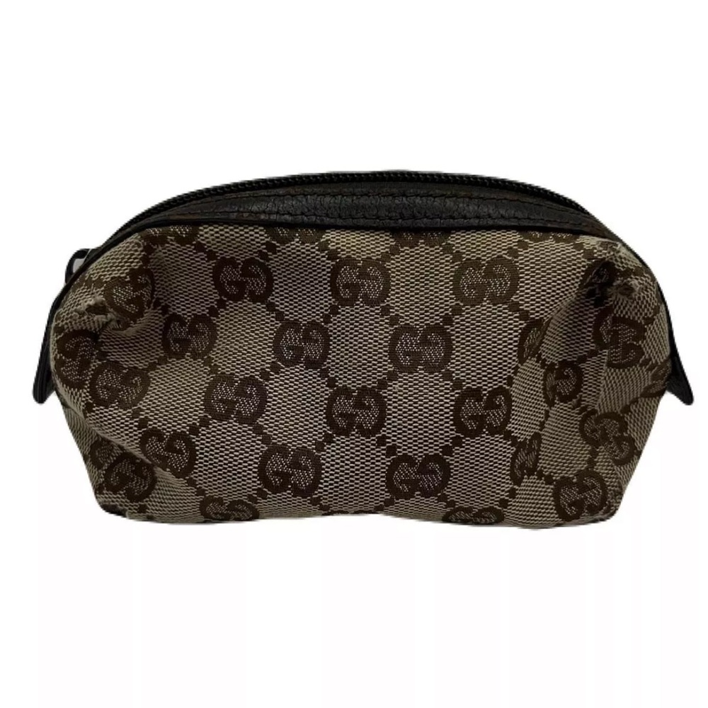 AUTH Gucci GG Monogram Canvas Pouch Brown Tan